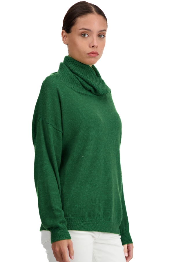 Baby Alpaca dames kasjmier pullover met kol tanis green leaf s